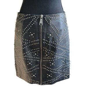 NIKKIE Studded Black Leather Mini Skirt Size 38 (US 6)